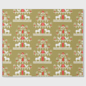 かわいいフェスティバルスカンジィ金ゴールドレッドクリスマスツリー ラッピングペーパー (フラット)