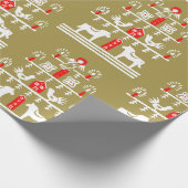 かわいいフェスティバルスカンジィ金ゴールドレッドクリスマスツリー ラッピングペーパー (角)