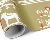 かわいいフェスティバルスカンジィ金ゴールドレッドクリスマスツリー ラッピングペーパー (ロールコーナー)