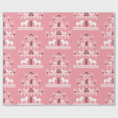 かわいいフェスティバルスカンジグリーンピンククリスマスツリー ラッピングペーパー (フラット)