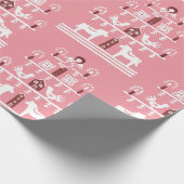 かわいいフェスティバルスカンジグリーンピンククリスマスツリー ラッピングペーパー (角)