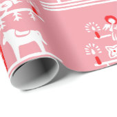 かわいいフェスティバルスカンジグリーンピンクレッドクリスマスツリー ラッピングペーパー (ロールコーナー)