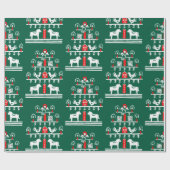 かわいいフェスティバルスカンジグリーンレッドクリスマスツリー ラッピングペーパー (フラット)