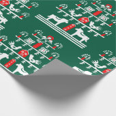 かわいいフェスティバルスカンジグリーンレッドクリスマスツリー ラッピングペーパー (角)
