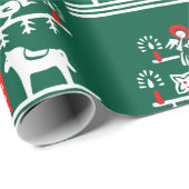 かわいいフェスティバルスカンジグリーンレッドクリスマスツリー ラッピングペーパー (ロールコーナー)