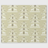 かわいいフェスティバルスカンジベージュクリスマスツリー ラッピングペーパー (フラット)