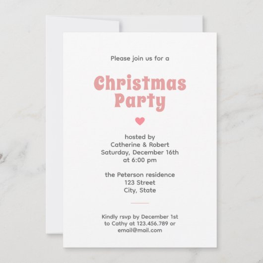 かわいいフェスティバルスカンジホワイトピンククリスマスディアー 招待状 (裏面)