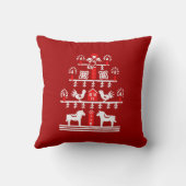 かわいいフェスティバルスカンジレッドホワイトクリスマスツリー クッション (裏面)