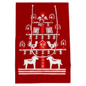 かわいいフェスティバルスカンジレッドホワイトクリスマスツリー ミディアムペーパーバッグ (裏面)