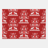 かわいいフェスティバルスカンジレッドホワイトクリスマスツリー ラッピングペーパーシート (正面)