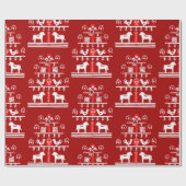 かわいいフェスティバルスカンジレッドホワイトクリスマスツリー ラッピングペーパー (フラット)