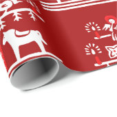 かわいいフェスティバルスカンジレッドホワイトクリスマスツリー ラッピングペーパー (ロールコーナー)