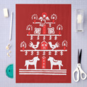 かわいいフェスティバルスカンジレッドホワイトクリスマスツリー 薄葉紙 (クラフト)