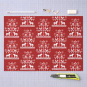 かわいいフェスティバルスカンジレッドホワイトクリスマスツリー 薄葉紙 (クラフト)