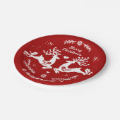 かわいいフェスティバルスカンジレッドホワイトクリスマスディアー ペーパープレート (アングル)