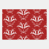 かわいいフェスティバルスカンジレッドホワイトクリスマスディアー ラッピングペーパーシート (正面2)