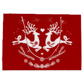 かわいいフェスティバルスカンジレッドホワイトクリスマスディアー ラージペーパーバッグ (裏面)