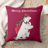 かわいいフェスティバルスケートで滑るクリスマスポーラーベアーズ クッション (ブランケット)