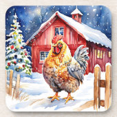 かわいいフェスティバルチキンクリスマス コースター (正面)