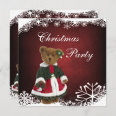かわいいフェスティバルテディベアクリスマスパーティー 招待状 (正面/裏面)