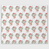 かわいいフェスティバルトナカイ名クリスマス ラッピングペーパー (フラット)