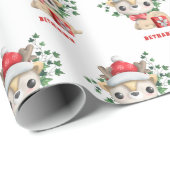 かわいいフェスティバルトナカイ名クリスマス ラッピングペーパー (ロールコーナー)