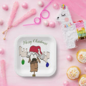 かわいいフェスティバルトナカイ ペーパープレート (パーティー)