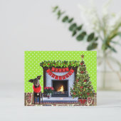 かわいいフェスティバルドッグメリークリスマスポストカード ポストカード (スタンド正面)