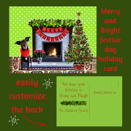 かわいいフェスティバルドッグメリークリスマスポストカード ポストカード