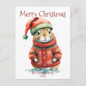 かわいいフェスティバルハムスターinサンタハットクリスマス シーズンポストカード (正面)