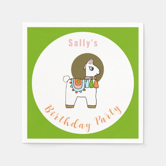 かわいいフェスティバルピナラマBIrthdayパーティー スタンダードカクテルナプキン (正面)