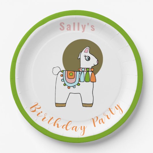 かわいいフェスティバルピナラマBIrthdayパーティー ペーパープレート (正面)