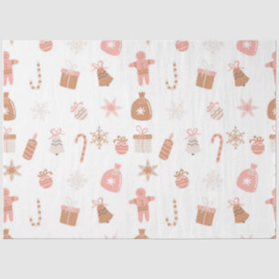 かわいいフェスティバルピンクのクリスマスジンジャーブレッド雪 薄葉紙