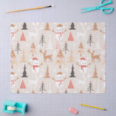 かわいいフェスティバルピンククリスマスツリー雪だるまトナカイ 薄葉紙 (クラフト)