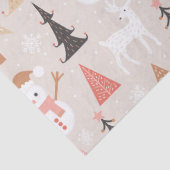 かわいいフェスティバルピンククリスマスツリー雪だるまトナカイ 薄葉紙 (詳細)