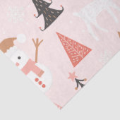 かわいいフェスティバルピンククリスマスツリー雪だるまトナカイ 薄葉紙 (詳細)