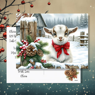 かわいいフェスティバルベビーヤギon the Farm Chrimas シーズンポストカード