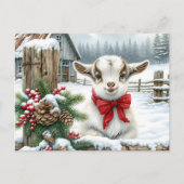 かわいいフェスティバルベビーヤギon the Farm Chrimas シーズンポストカード (正面)