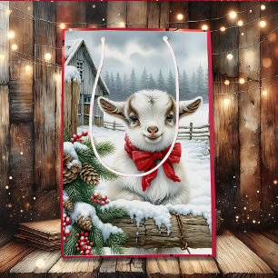 かわいいフェスティバルベビーヤギon the Farm Chrimas ミディアムペーパーバッグ