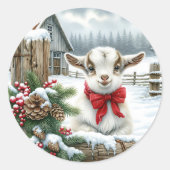 かわいいフェスティバルベビーヤギon the Farm Chrimas ラウンドシール (正面)