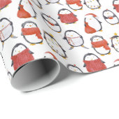かわいいフェスティバルペンギン柄クリスマス ラッピングペーパー (ロールコーナー)