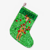 かわいいフェスティバルホリデーキリンtwinkle lights スモールクリスマスストッキング (正面 (吊り時))