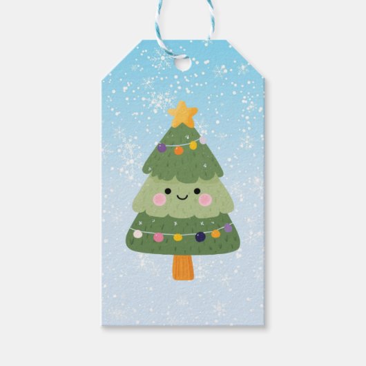 かわいいフェスティバルホリデークリスマスツリー ギフトタグ (正面)