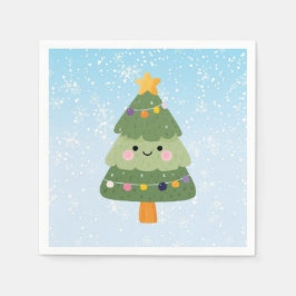 かわいいフェスティバルホリデークリスマスツリー スタンダードカクテルナプキン