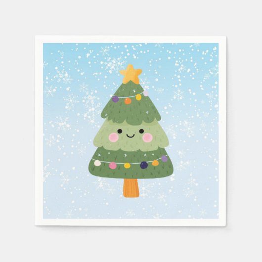 かわいいフェスティバルホリデークリスマスツリー スタンダードカクテルナプキン (正面)