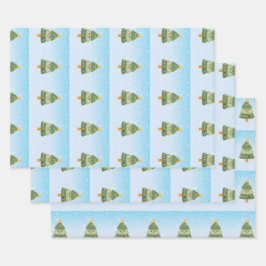 かわいいフェスティバルホリデークリスマスツリー ラッピングペーパーシート