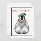 かわいいフェスティバルホリデークリスマスペンギン シーズンポストカード (正面/裏面)