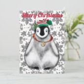 かわいいフェスティバルホリデーペンギンのグリッター雪の結晶 シーズンカード (スタンド正面)