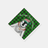 かわいいフェスティバルホリデーペンギングリーンブラックプレイド スタンダードカクテルナプキン (角)
