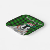 かわいいフェスティバルホリデーペンギングリーンブラックプレイド ペーパープレート (傾斜あり)